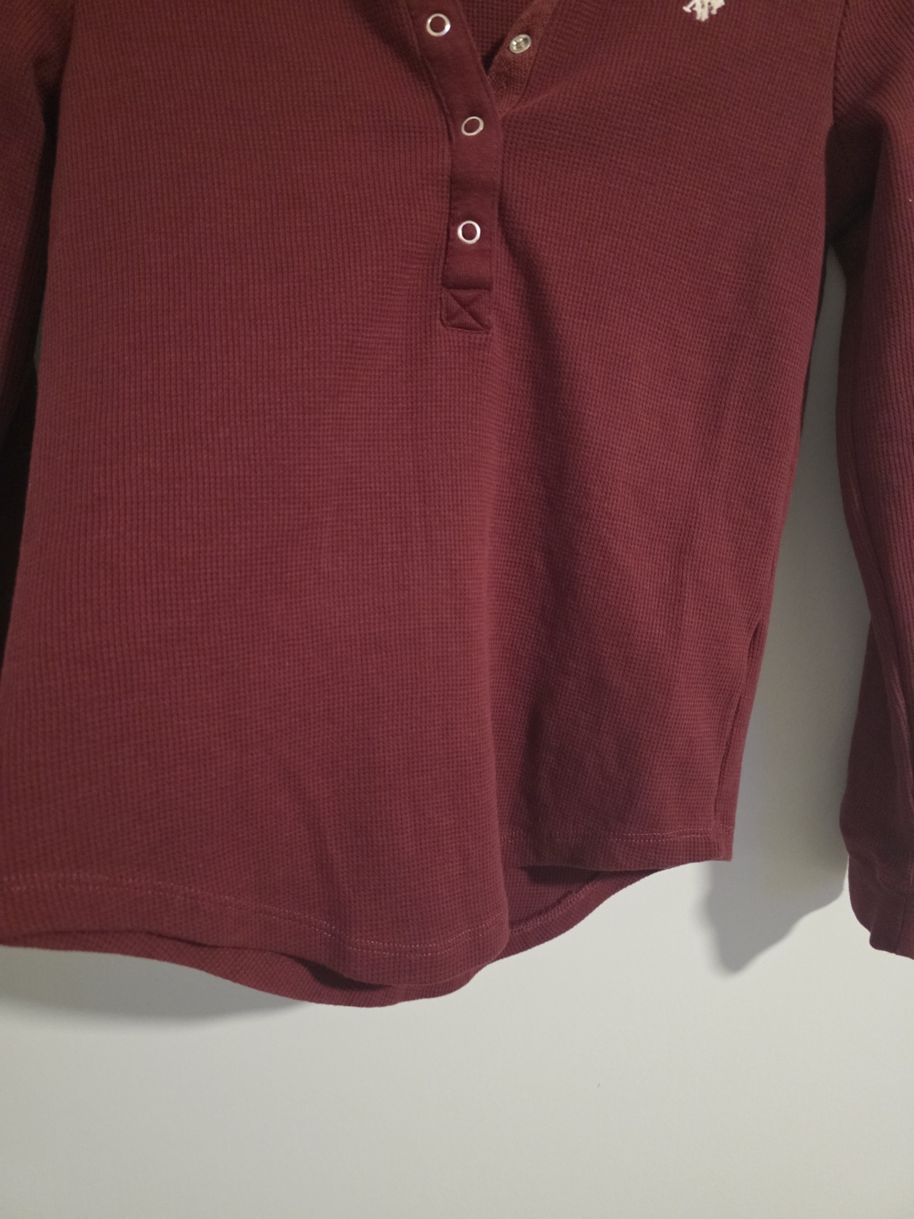 U.S. Polo Assn. Burgundy Waffle Knit Henley Top Size Small - Picture 6 of 10